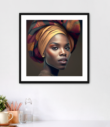 Beautiful Woman in Headdress I - Framed Fine Art Print
