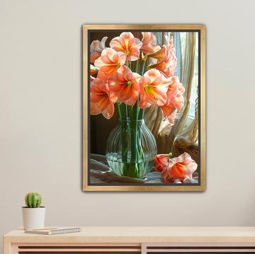 Amaryllis Vase - Framed Canvas Print