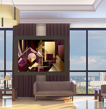 Gold and Burgundy Cubist - Printed Canvas