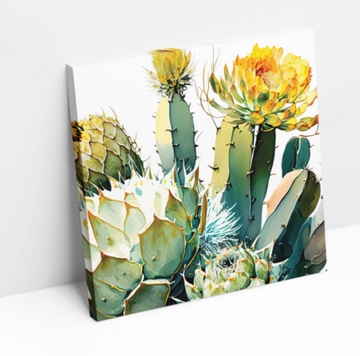 Yellow Cactus Flowers - Printed Canvas
