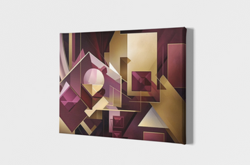 Gold and Burgundy Cubist - Printed Canvas
