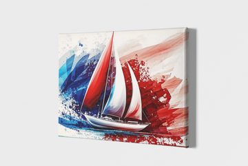 Red & Royal Sailboat - Printed Canvas