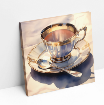 Gold Trim Tea Cup - Printed Canvas