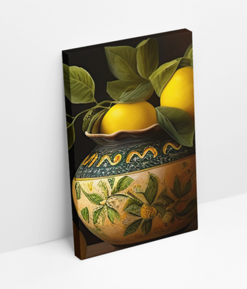 Traditional Lemons in Vase - Printed Canvas
