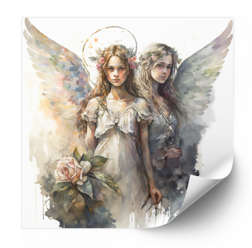 Watercolor Angel Girls - Fine Art Poster
