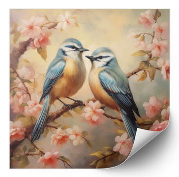 Blue Birds & Cherry Blossoms - Fine Art Poster