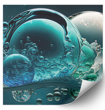 Bubbles Blue Teal - Fine Art Poster