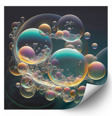 Bubbles Teal & Black - Fine Art Poster