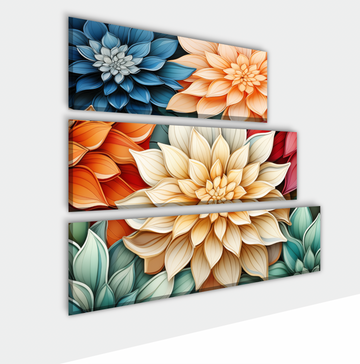 Dahlias Triptych - Printed Canvases Set