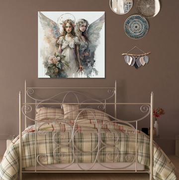 Watercolor Angel Girls - Printed Canvas