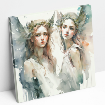 Longing Teen Angels Watercolor - Printed Canvas