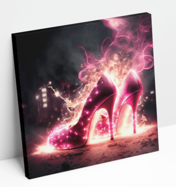Magic Spell Pink High Heels - Printed Canvas