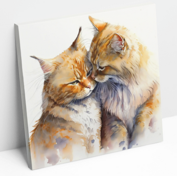 Snuggling Orange Cats Watercolor - Printed Canvas