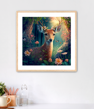 Deer in the Forest - Framed Fine Art Print