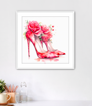 Watercolor Red Heels - Framed Fine Art Print