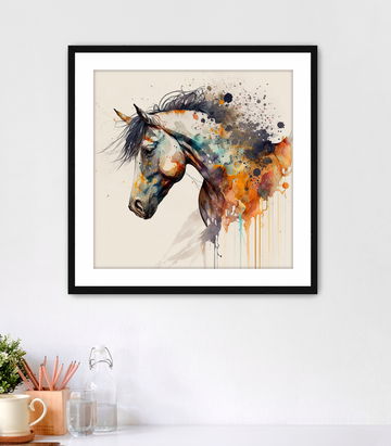 Rust Patina Watercolor Horse - Framed Fine Art Print