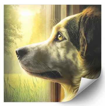 Dog Waiting at Window - Fine Art Poster