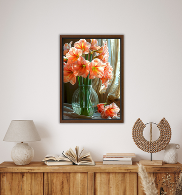 Amaryllis Vase - Framed Canvas Print