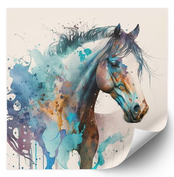 Blue Watercolor Horse - Fine Art Poster