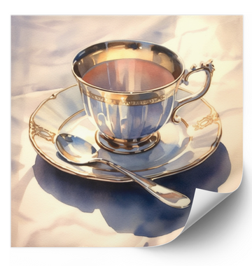 Gold Trim Tea Cup - Fine Art Poster