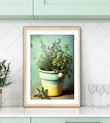 Fresh Herbs in Pot - Framed Fine Art Print