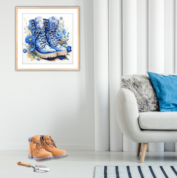 Blue Hiking Boots - Framed Fine Art Print