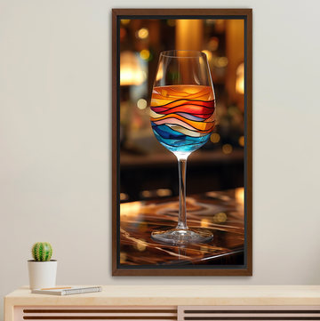 Painted Wine Glass - Framed Canvas Print