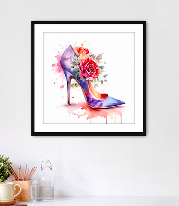 Watercolor Purple Heels - Framed Fine Art Print