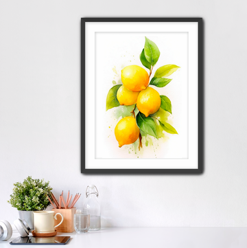 Lemons Watercolor- Framed Fine Art Print
