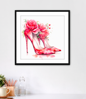 Watercolor Red Heels - Framed Fine Art Print