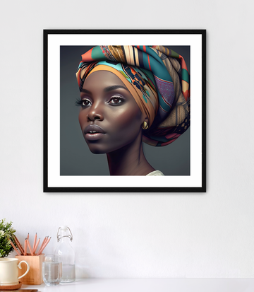 Beautiful Woman in Headdress II - Framed Fine Art Print