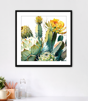 Yellow Cactus Flowers - Framed Fine Art Print