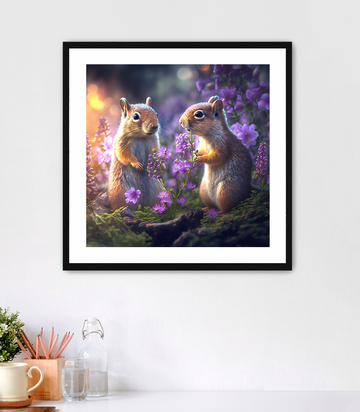 Squirrels in Conversation - Framed Fine Art Print