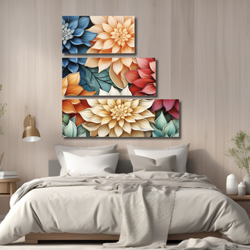 Dahlias Triptych - Printed Canvases Set