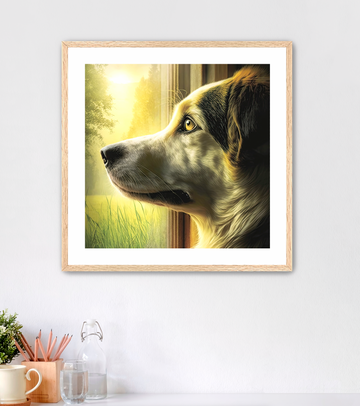 Dog Waiting at Window - Framed Fine Art Print