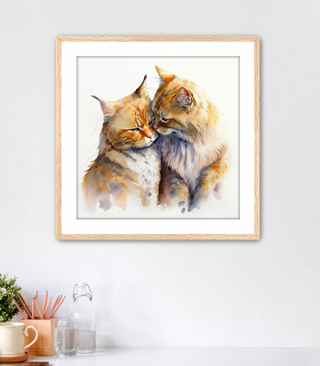 Kissing Cats - Framed Fine Art Print