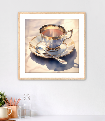 Gold Trim Tea Cup - Framed Fine Art Print