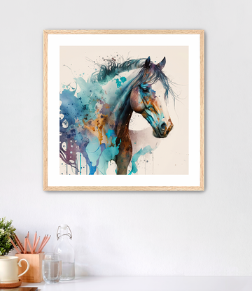 Blue Watercolor Horse - Framed Fine Art Print