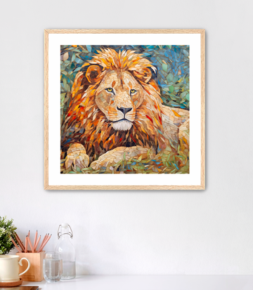 Mosaic Lion - Framed Fine Art Print