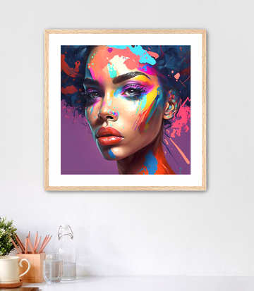 Painted African-American Woman's Face - Framed Fine Art Print