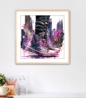 Hip Hop High Tops Purple - Framed Fine Art Print
