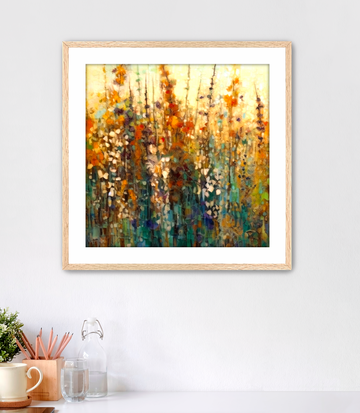 Impressionist Wildflowers Square - Framed Fine Art Print