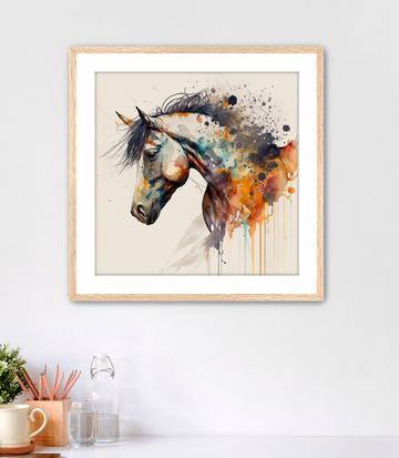 Rust Patina Watercolor Horse - Framed Fine Art Print