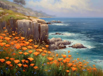 Cliffside Blooms - Rolled Canvas Print