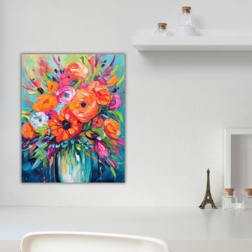 Abstract Bright Floral Vase - Printed Canvas