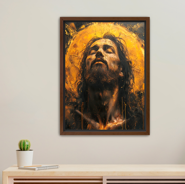 Golden Halo of Christ - Framed Canvas Print