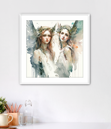 Longing Teen Angels - Framed Fine Art Print