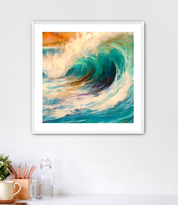 Crashing Waves at Sunset - Framed Fine Art Print