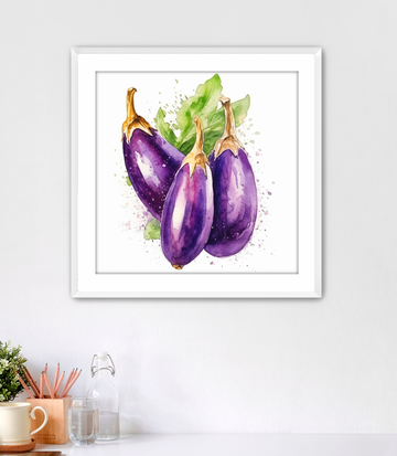 Watercolor Eggplants - Framed Fine Art Print