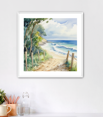 Shoreline Beach Path - Framed Fine Art Print